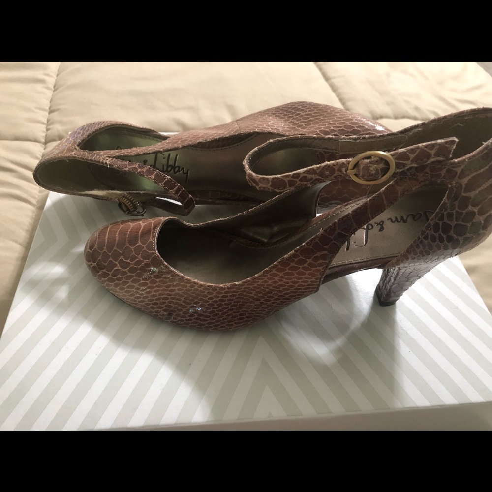Sam & Libby Ankle Strap Snakeskin High heels